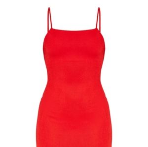 Red Strappy Midi Dress